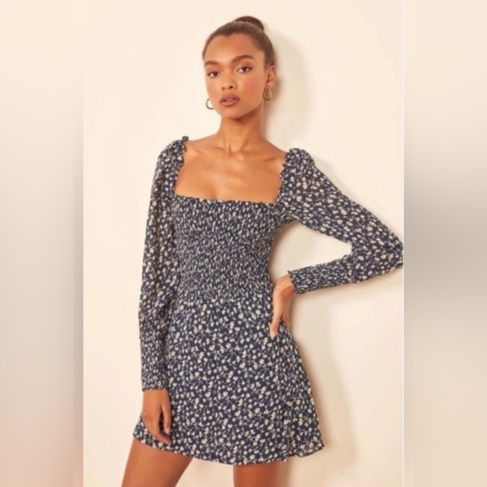 Reformation Floral Smocked Dress, Size M
